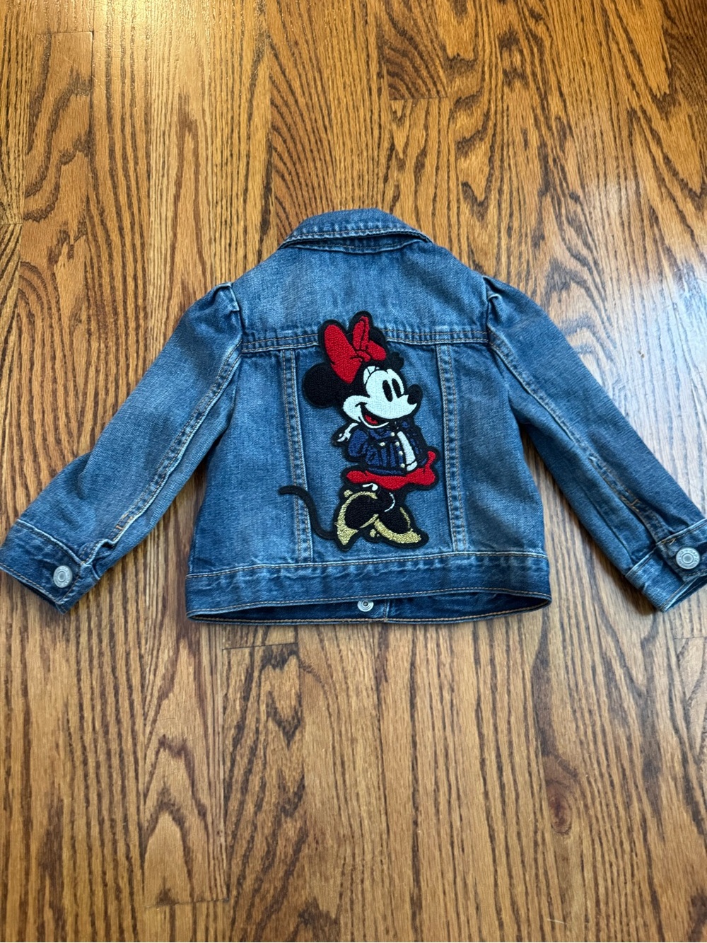 GAP Kids Denim Jacket with Minnie Mouse Patch - Blue, Red, Black